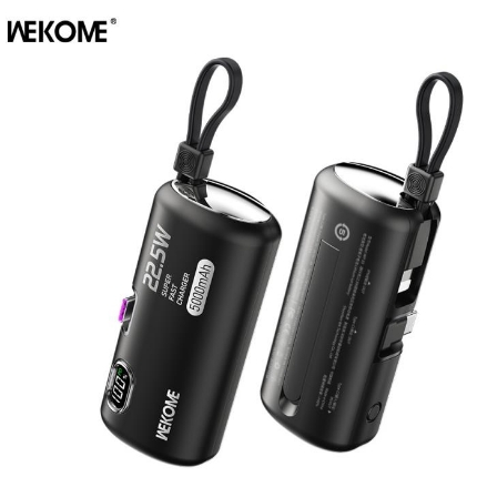 Picture of Power Bank 5000mAh PD 22,5W WK WP-19 2 Ports , with cable Lighting Black