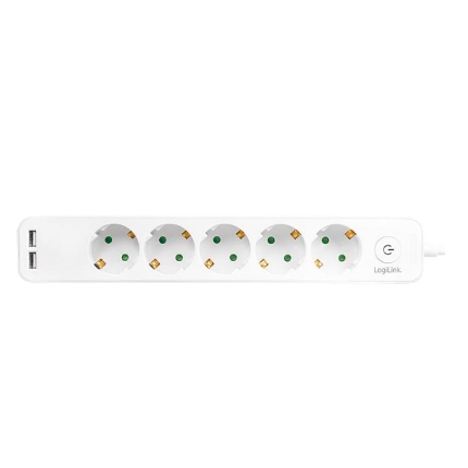 Picture of Socket 5 Ports LogiLink LPS249U, with 2 Ports USB 1.5m White