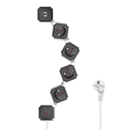 Picture of Socket 4 Ports LogiLink LPS276U, with 2 Ports USB 1.5m White
