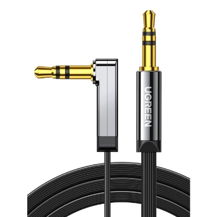Picture of Audio Cable 3.5mm M/M UGREEN AV119 10597 1m Angled Flat Black