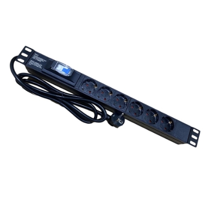 Picture of Socket 6 Ports 1U Power On PDU-CB-6 With Circuit Breaker
