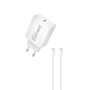 Εικόνα της Φορτιστής Σπιτιού GaN PD 30W Element CH-250C 1 Θέσης, με καλώδιο USB-C 65W 1m Λευκό