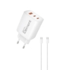 Εικόνα της Φορτιστής Σπιτιού GaN PD 65W Element CH-450 3 Θέσεων, με καλώδιο USB-C 100W 1m Λευκό